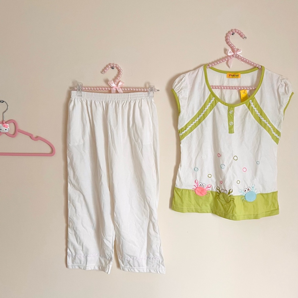 VIETNAMESE BRAND [Teen or Women] White Pajamas Set with Crab Embroidery ⋆ NWT ⋆